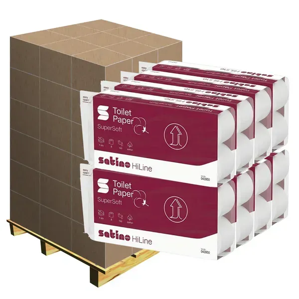 Wepa Satino Prestige Kleinrollen 4-lag. Palette 2112 Rollen 2112 Rollen x 150 Blatt, hochweiß, mit Baumwollfasern