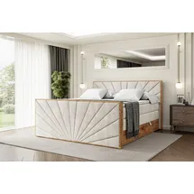 altdecor Boxspringbett 120 x 200 cm H3 Beige/Weiß