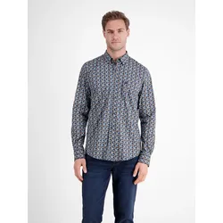 Herren Langarmhemd, modisch gemustert - Light Coffee - XXL