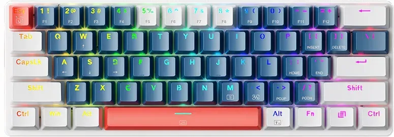 Machenike K500-B61 mechanische kabelgebundene Tastatur, 60%-Layout, QWERTY US-Layout, blauer Schalter, RGB-Beleuchtung