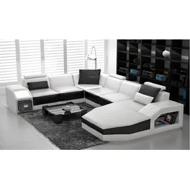 JV Möbel Wohnlandschaft Ecksofa Design Sofa mit USB Polster Sitz Ecke U Form Weiß PHM110