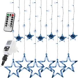 Voltronic 12 Sterne 150 LED Lichtervorhang Lichterkette Innen Außen Party Deko - Weiß