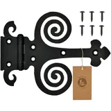 MORIA DESIGN Kreuzgehänge ‎2,5 x 190 x 145 mm | Scharniere für Fensterläden, Gartentore, Werkzeughäuser, Kinderhäuser, Gartenräuchereien, Gartenhäuser | Pulverbeschichtet | Schwarz