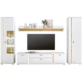 furn.design Wohnwand weiß Eiche Wotan, Metall, Nachbildung, 330x200x42 cm, Wohnzimmer, Wohnwände, Anbauwände