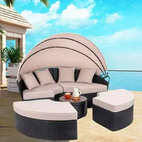 Sonneninsel Rattan Gartenmuschel Schwarz Sonnenliege Strandkorb Gartenlounge ☀️