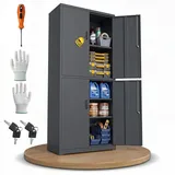 ONDIS24 Aktenschrank Stahlschrank Frank Büroschrank, Werkzeugschrank 180cm inkl. Handschuhe, Schraubendreher & Schlüssel schwarz