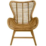 Sessel Rattan natur Relaxchair Relaxsessel Wohnzimmerstuhl Teakholz Stuhl