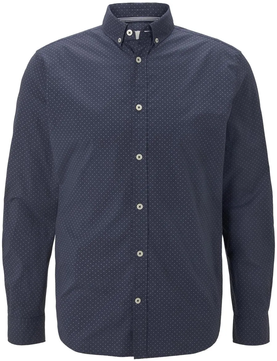 Tom Tailor Herren Freizeithemd Printed Stretch Regular Fit Blau Blau Crosses Design S