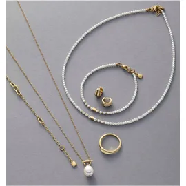 LEONARDO Kette ohne Anhänger CIAO BY LEONARDO "Doro", gold (gelbgoldfarben, weiß), Halsketten, Damen, Edelstahl Perlen, L: 45 B: 2,5mm, Edelstahl, Perlen, mit Perle (imitiert), B:2,5mm