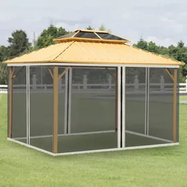 Outsunny Moskitonetz für 3x4 m Pavillon 4 Stück Schwarz 3,52 x 0,00 x 2,07 m