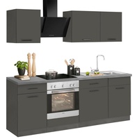 wiho Küchen Küchenzeile »Esbo«, ohne E-Geräte, Breite 220 cm, grau