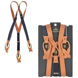 Sir Redman Hosenträger "Candiani" Blue Legacy Holländer Y-Form Leder, 25mm Trägerbreite, 130cm lang, Herren, braun blau|braun