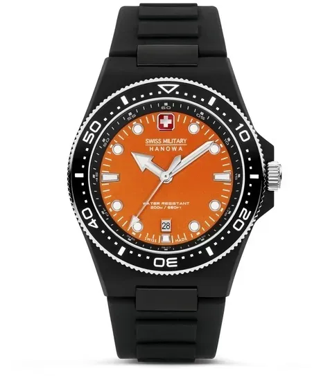 SWISS MILITARY HANOWA - OCEAN PIONEER - Silikonarmband - black - orange dial