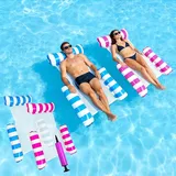 2 Stück Luftmatratze Pool, 4-In-1 Wasserhängematte Mit Rückenlehne Und Armlehnen