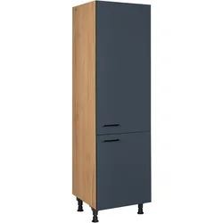 Kühlmodul NOBILIA ""Easytouch", für ein Kühl- und Gefrierschrank, Ausrichtung wählbar", blau (front: lacklaminat fjordblau ultramatt, korpus: eiche sierra nachbildung), B:60cm H:216,6cm T:58,3cm, Schränke, vormontiert, Ausrichtung wählbar, Breite/Höhe: 60/216,6 cm