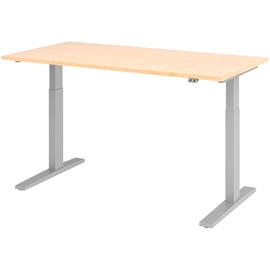 Hammerbacher elektrisch höhenverstellbarer Schreibtisch ahorn rechteckig, C-Fuß-Gestell silber 160,0 x 80,0 cm