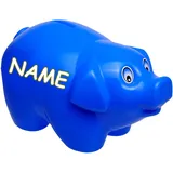 alles-meine.de GmbH 2 Stück große XL - Spardosen - Schwein - blau - inkl. Name - 19 cm groß - stabile Sparbüchsen aus Kunststoff/Plastik - Sparschwein - Glücksbringer - für K..