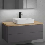 neoro n50 Unterschrank B: 120 cm mit 2 Auszügen, Waschtisch B: 58 cm weiß matt, B: 120.5 ohne Lochbohrung BN0065WM+BN0424GR+BN0404W1