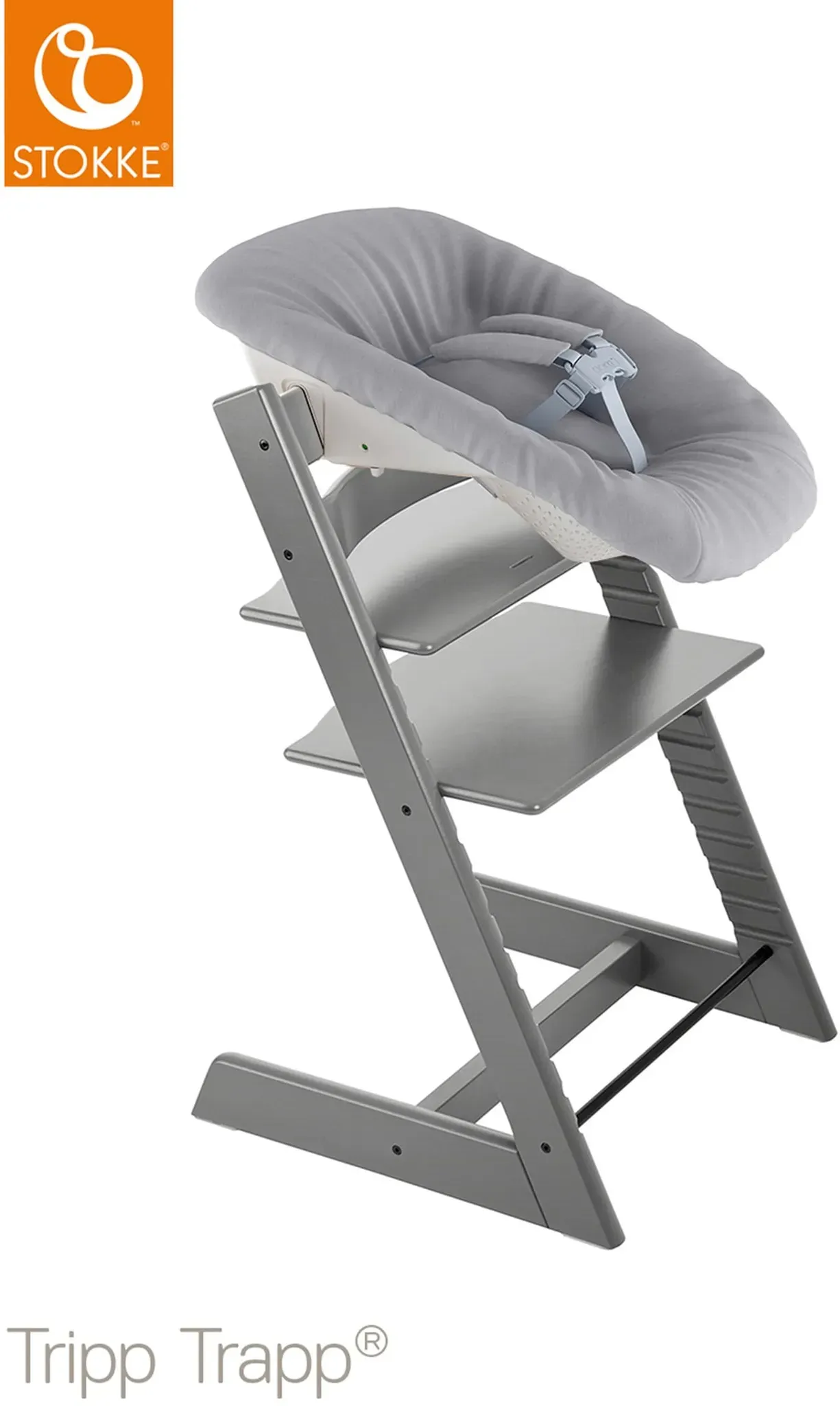 Stokke® TRIPP TRAPP® Bundle Treppenhochstuhl inkl. Newborn Set light grey, grau
