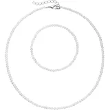 FIRETTI Ketten und Armband Set FIRETTI "Multipack Schmuck Geschenk Armkette Halskette", silber (silberfarben, kristallweiß, kristallweiß), Schmuck_Sets, Damen, Elasthan, Messing, Polyester, facettierte Edelsteine