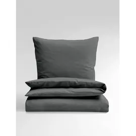 BIERBAUM Bettwäsche Biber Uni Grau 155 x 220 cm + 2 x 40 x 80 cm