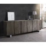 DeLife Sideboard Live-Edge 220 x 75 x 46 cm Grau / Silber