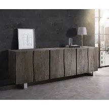 DeLife Sideboard Live-Edge 220 x 75 x 46 cm Grau / Silber