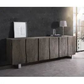 DeLife Sideboard Live-Edge 220 x 75 x 46 cm Grau / Silber