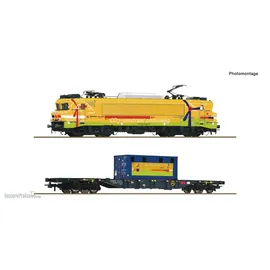 Roco 2-tlg. Set: Elektrolokomotive 1756 mit Containertragwagen H0