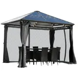 BRAST Alu-Pavillon Summerdream 3 x 3 m grau inkl. LEDs