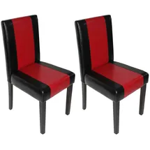 MCW Esszimmerstuhl Littau Kunstleder 2er-Set Kunstleder Schwarz-Rot Dunkle Beine