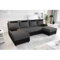 ALTDECOR Wohnlandschaft STARI-U, Couch mit Schlaffunktion, Wohnzimmer - Wohnlandschaft grau|schwarz