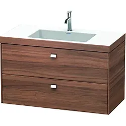 Duravit Brioso c-bonded Waschtisch mit Unterbau BR4607O1079, 100x48, Nussbaum Natur/Chrom, 1 Hanl.