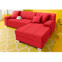 INOSIGN Ecksofa »Turah incl. Zierkissen, moderne Steppung, auch in Leder«, wahlweise mit Bettfunktion, Schlafsofa, B/T/H: 239/152/75 cm, L-Form rot