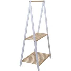Mendler Garderobenständer HWC-Q32 Natur/Weiß