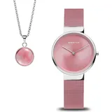 BERING - 19031-989-GWP - Geschenkset Armbanduhr + Halskette - Damen - Quarz - Classic - Magenta/Magenta