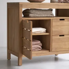 Tikamoon Waschtischunterschrank Serena aus massivem Teakholz 80 cm