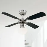 90 cm Deckenventilator weiß/schwarz/chrom mit Licht