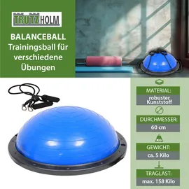 Baumarktplus TRUTZHOLM Balancetrainer Yoga Gymnastik Balance Half Ball Trainingsball Blau