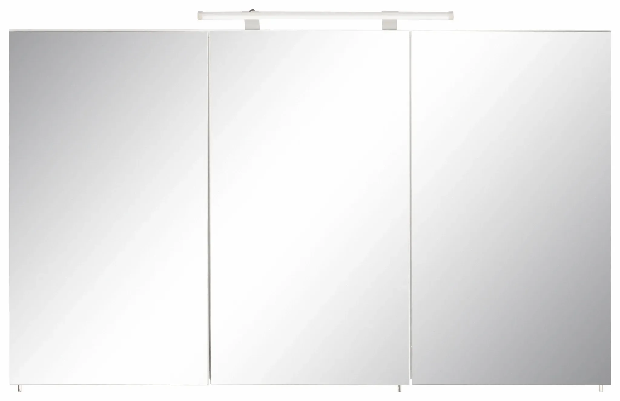 Spiegelschrank SCHILDMEYER "Dorina" Schränke Gr. B/H/T: 120 cm x 71 cm x 16 cm, 3 St., weiß (weiß glanz) Bad-Spiegelschränke Breite 120 cm, 3-türig, LED-Beleuchtung, Schalter-Steckdosenbox