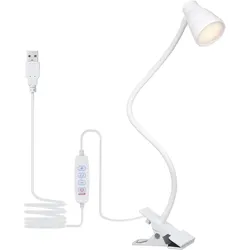 Tomshine 5W 24LEDs Tisch-Schreibtischlampe, Leselampe, Klemme, Clip-Beleuchtungskörper, USB-betrieben weiß