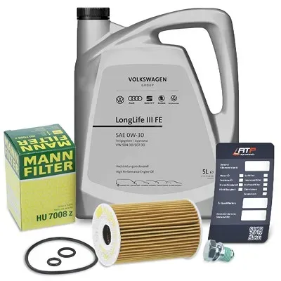 Mann-filter Inspektionspaket + 5l 0W-30 Motorenöl für Audi, Seat, Skoda, VW