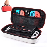 Younik Tasche für NS Switch/Switch OLED Upgrade Version Harte Reisetasche mit größerem Stauraum für 19 Spielkassetten und anderes NS Switch Zubehör