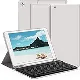 aoub Hülle mit Tastatur für iPad 9./8./ 7. Generation, Kabellose QWERTZ Tastatur Hülle mit Stifthalter für iPad 10,2 Zoll 2021/2020/2019, Grau
