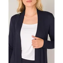 Base Level Longstrickjacke "Yayla long", Damen, Gr. 44, blau (navy dunkelblau), Strick, Obermaterial: 94% Viskose, 6% Elasthan, unifarben, figurumspielend ca. Mitte Oberschenkel, tiefer Rundhals, Strickjacken Longstrickjacke, ohne Verschluss