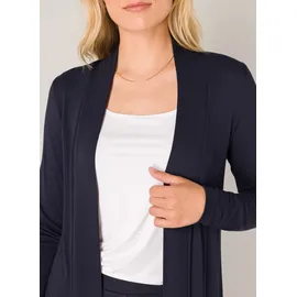 Base Level Longstrickjacke "Yayla long", Damen, Gr. 44, blau (navy dunkelblau), Strick, Obermaterial: 94% Viskose, 6% Elasthan, unifarben, figurumspielend ca. Mitte Oberschenkel, tiefer Rundhals, Strickjacken Longstrickjacke, ohne Verschluss