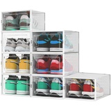 REFORUNG 8 Stück Schuhboxen Stapelbare Schuhkarton Schuhbox Schuh-Organizer Transparente Schuhaufbewahrungsbox Aufbewahrungsbox Kunststoffboxen Schuhorganisator für Schuhe Sneaker bis Größe 45