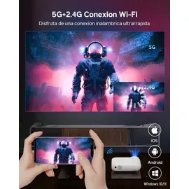 Yoton Y7 Mini Beamer 9000Lumen, WiFi Bluetooth Projektor 4K Unterstützt, Native Full HD 1080P, Kompatibel mit Laptop/PC/Smartphone