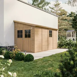 TIMBELA Anbau-Gartenhaus M340A 4 x 2,16 m Beige