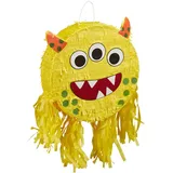Relaxdays Pinata, Gelb, Wellpappe, Papier, 34x34x10 cm, Dekoration